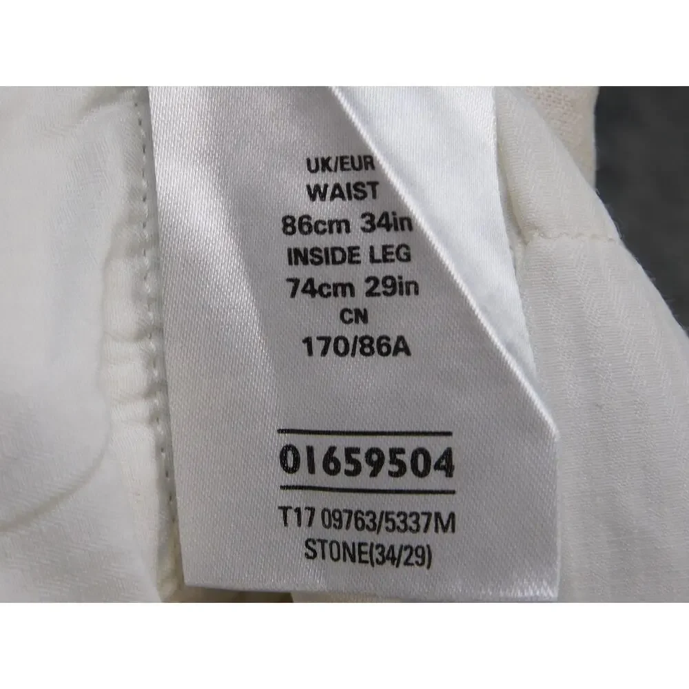 M&S Collection Men's 34x29 Stone Linen Blend Pleated Pants Regular Fit